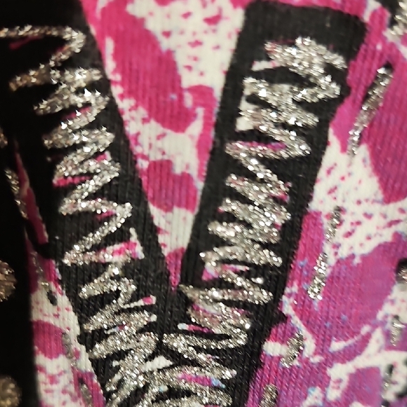 Knitworks Girls Stylish Black Blazer with Pink Accents & Glitter Shirt Size S - Picture 4 of 9